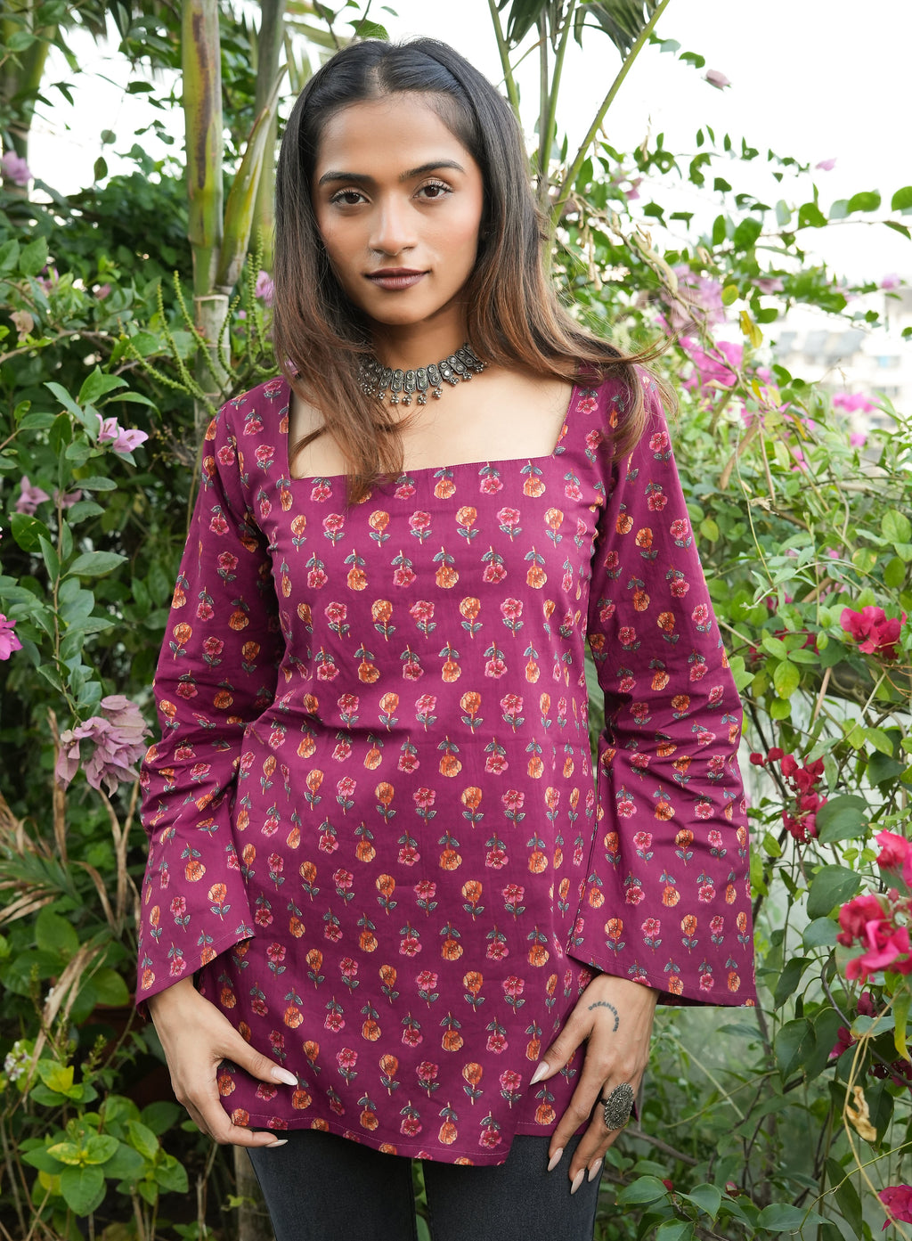 Wine blossom kurti